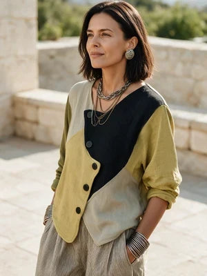 Catherine | Asymmetric Color-Block Knit Sweater