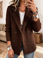 Carla™ Two-Tone Ribbed-Sleeve Blazer