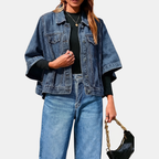 Marisol™ | Batwing Sleeve Cropped Denim Jacket