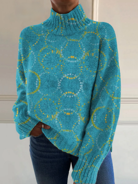 Sophie - Circle Art Print Turtleneck Top