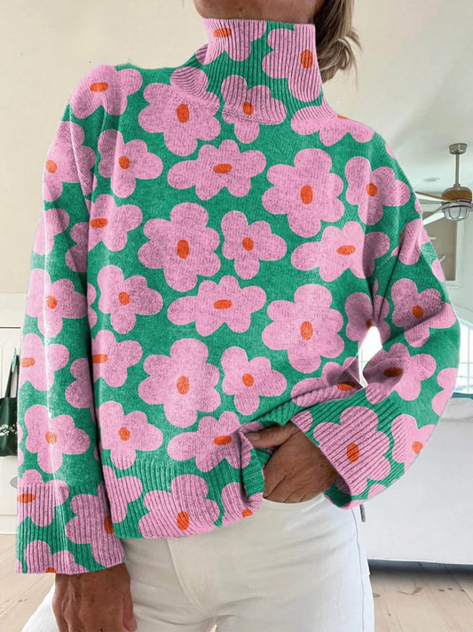 Hannah - Floral Turtleneck Top