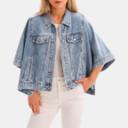 Marisol™ | Batwing Sleeve Cropped Denim Jacket