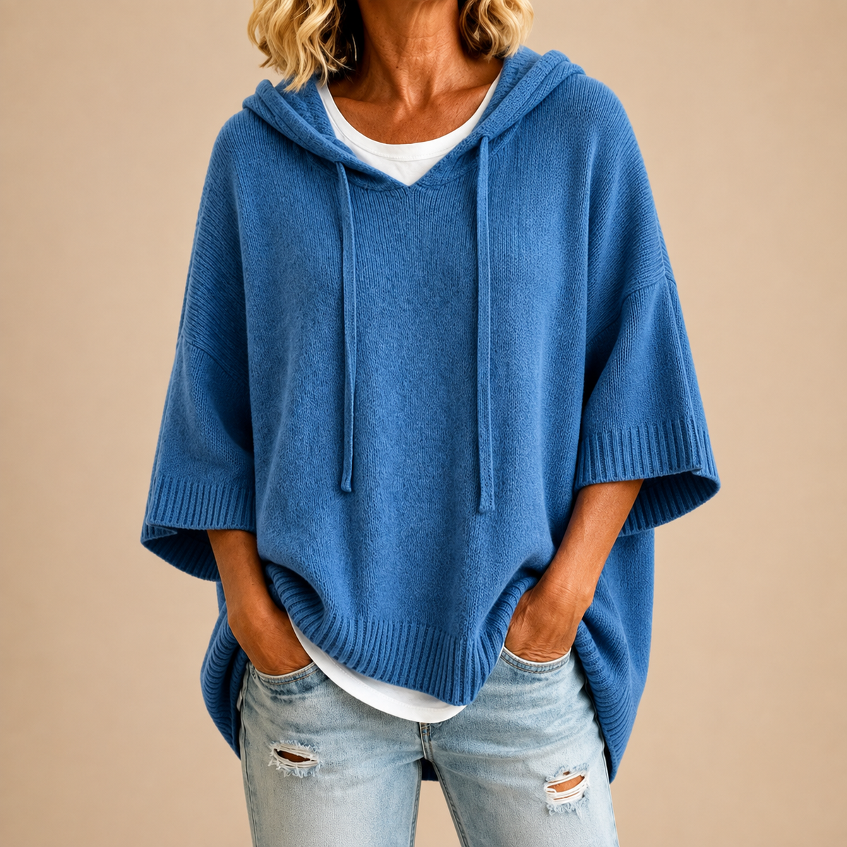 Oriana™ | Hooded Knit Poncho