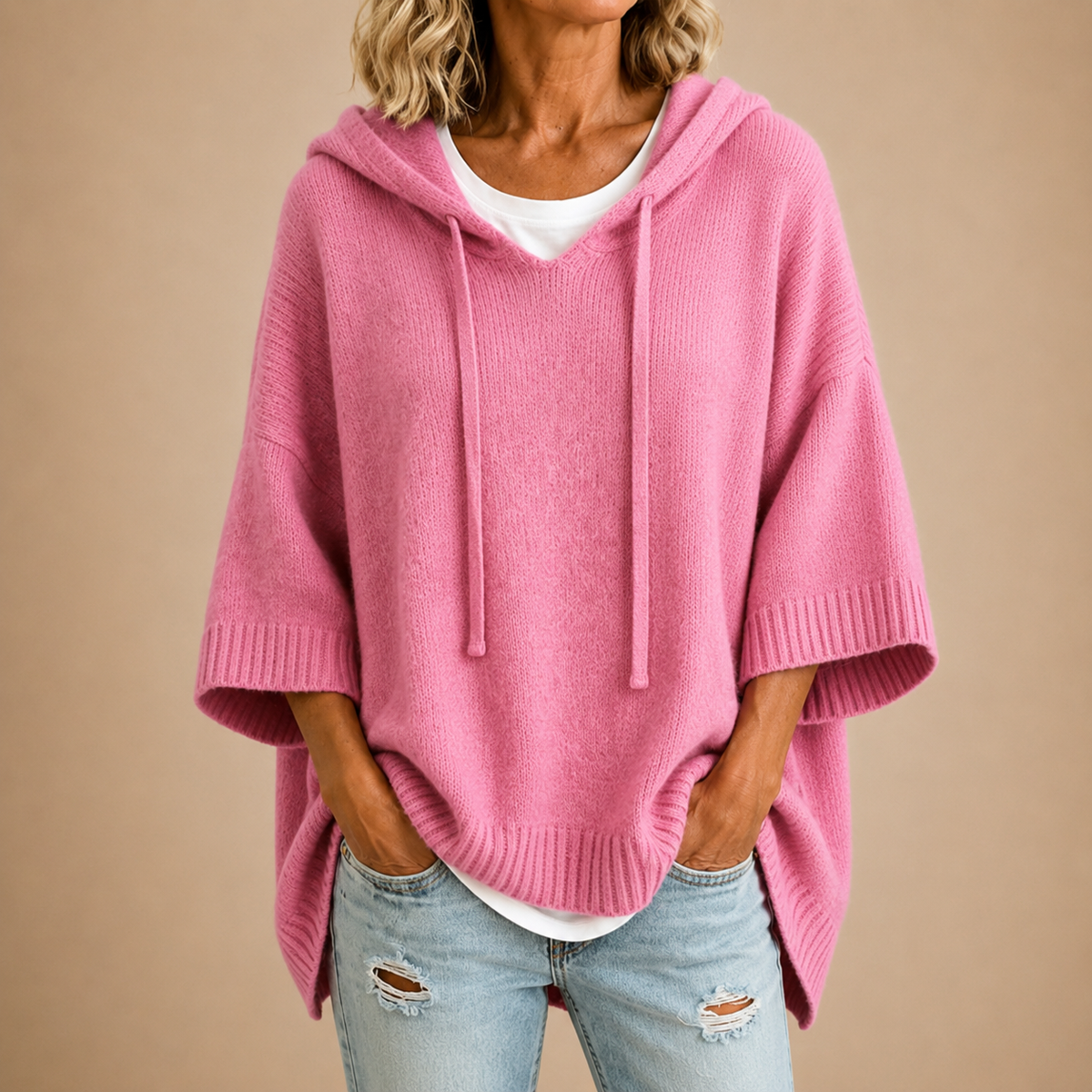 Oriana™ | Hooded Knit Poncho