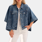 Marisol™ | Batwing Sleeve Cropped Denim Jacket