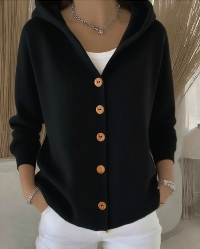 Meryl™ | Hooded Button-Front Knit Cardigan