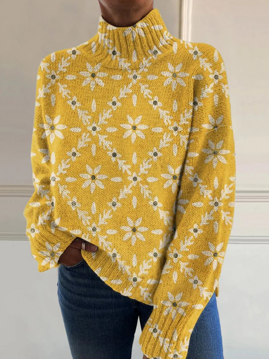 Georgia - Vintage Color Block Turtleneck Top