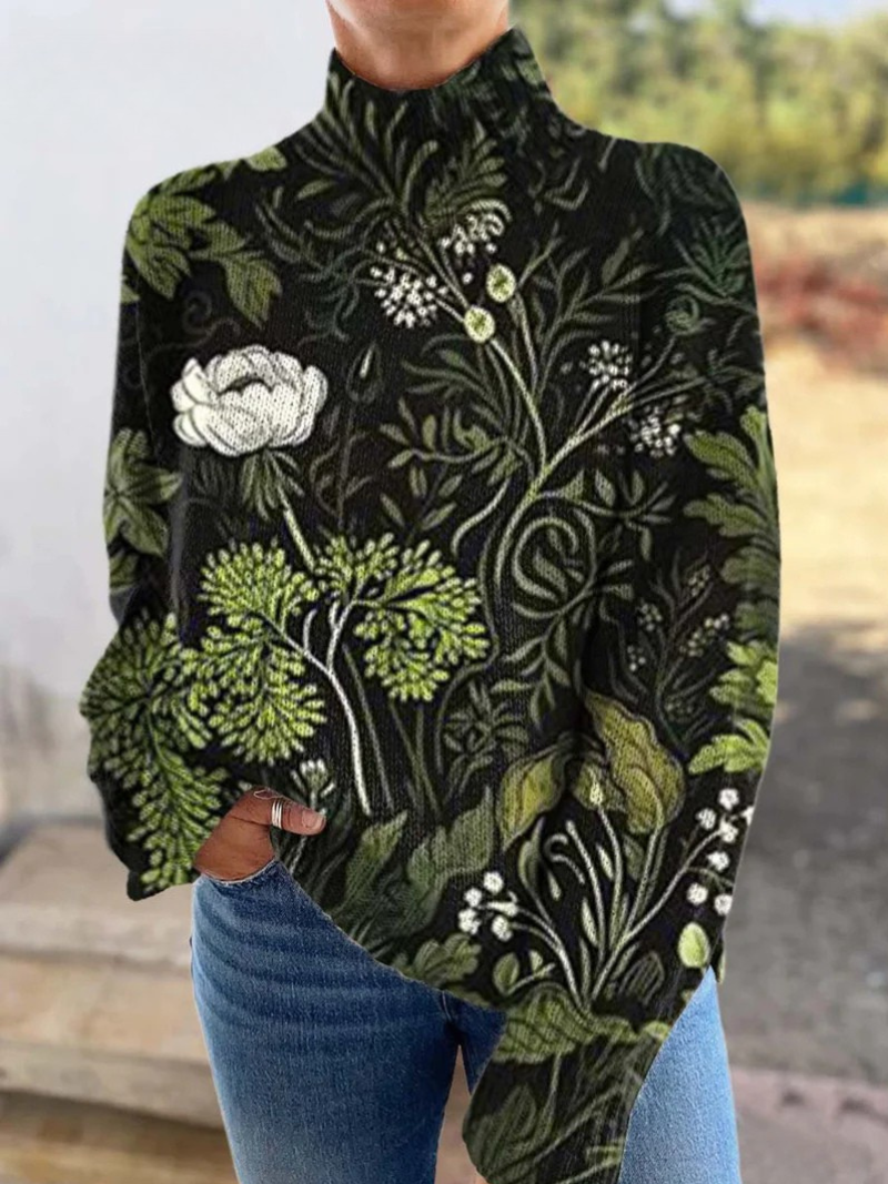 Willow - Botanical Floral Turtleneck Top
