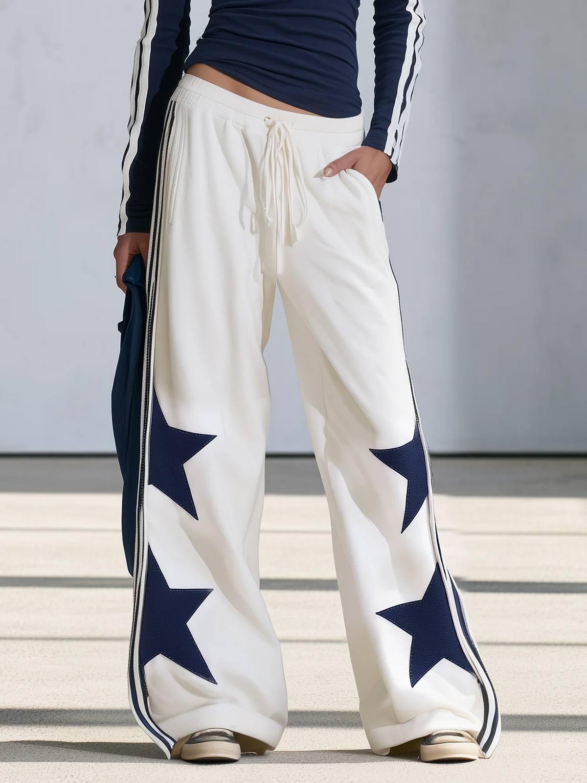 Navy Star Print | Two-Piece Pants Set