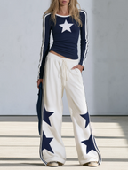 Navy Star Print | Two-Piece Pants Set