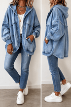 Jessica | Cozy Vintage-Washed Hooded Sweatshirt Jacket