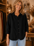 Judith relaxed button-up blouse worn by model