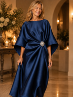 Ivonne draped evening gown worn by model