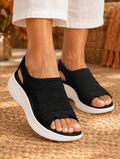 Anne breathable platform sandals worn by model