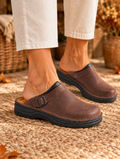 Annelies comfortable slip-on shoes in brown worn by model
