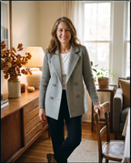Carla™ Two-Tone Ribbed-Sleeve Blazer