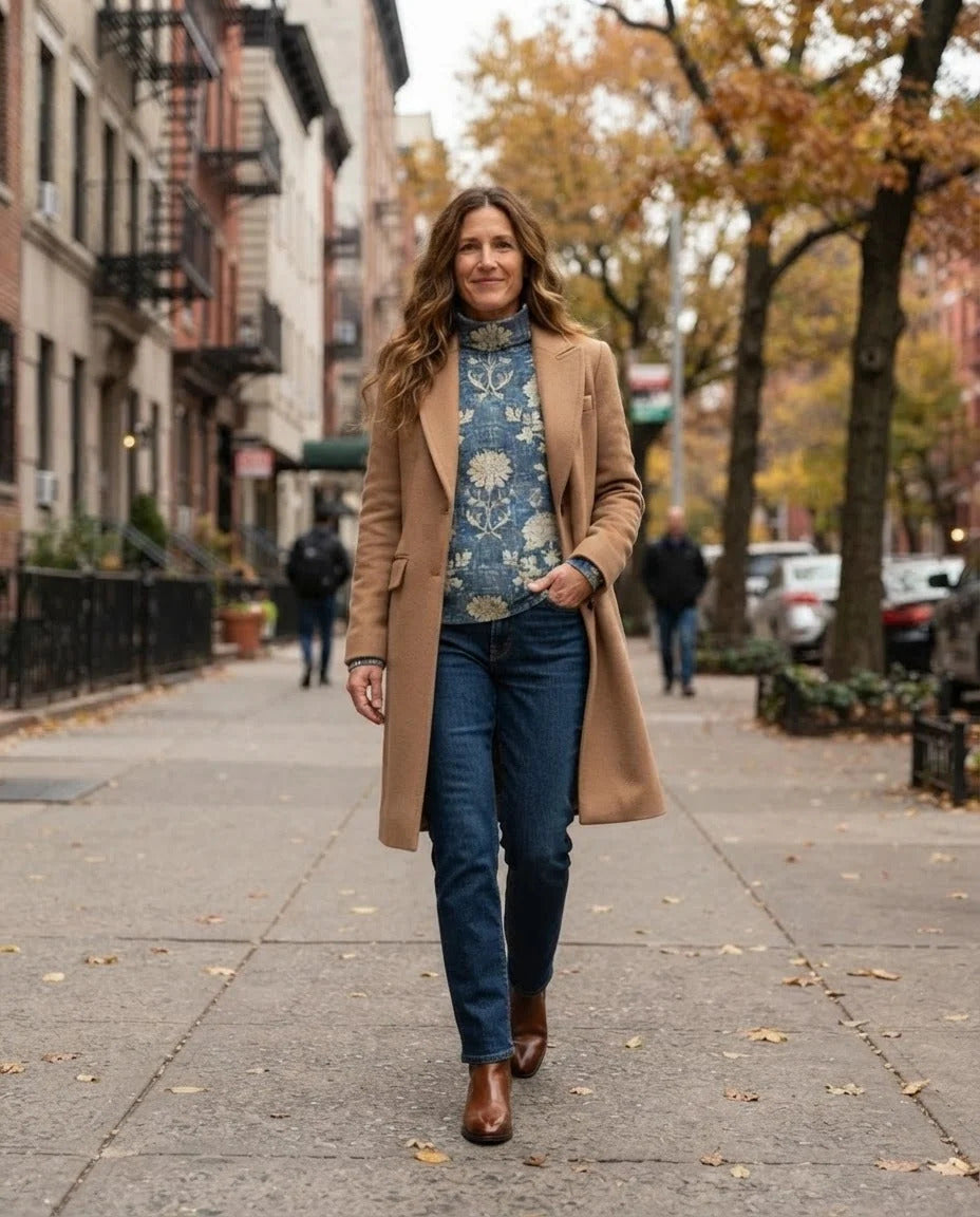 Lily - Timeless Floral Turtleneck Top