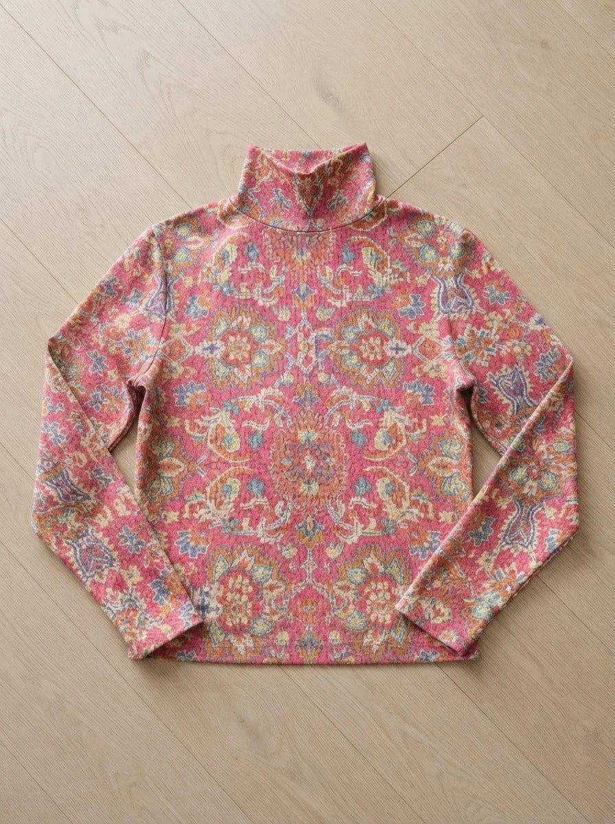 Isla - Retro Floral Turtleneck Top