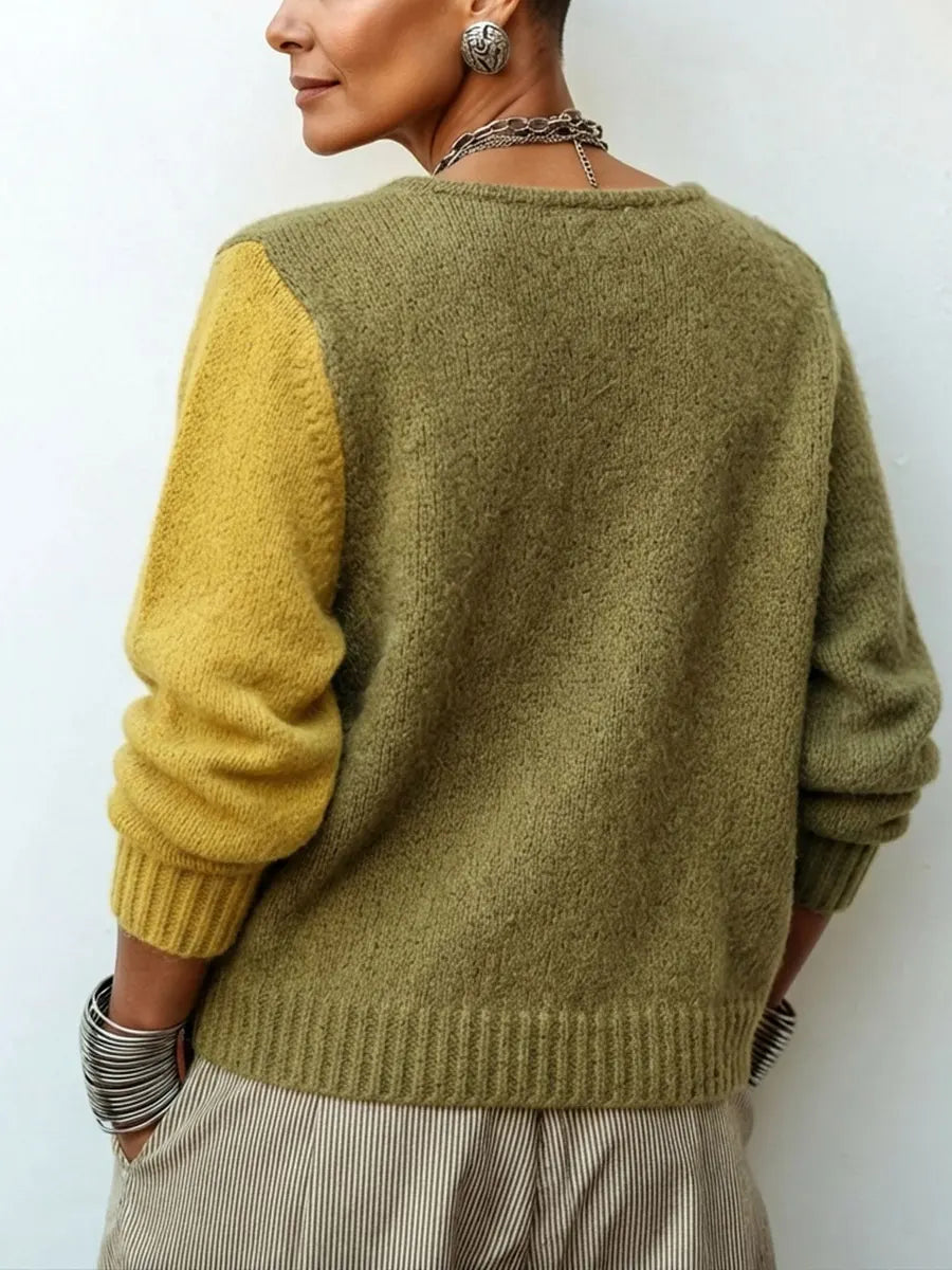 Catherine | Asymmetric Color-Block Knit Sweater