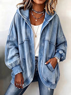 Jessica | Cozy Vintage-Washed Hooded Sweatshirt Jacket