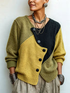 Catherine | Asymmetric Color-Block Knit Sweater