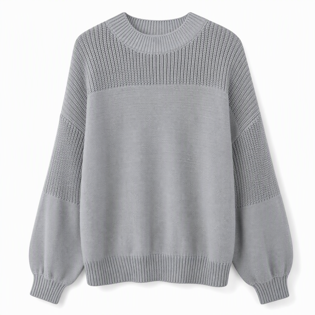 Rosalind™ | Crochet-Shoulder Lantern Sleeve Sweater